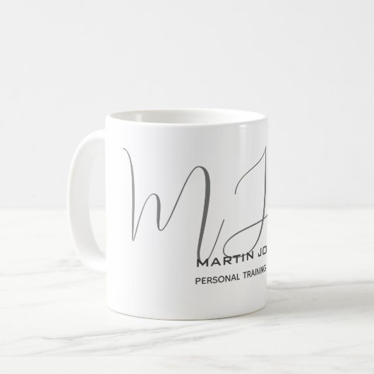 Mit Monogramm Personal Trainer Kaffeetasse (Vorderseite Links)