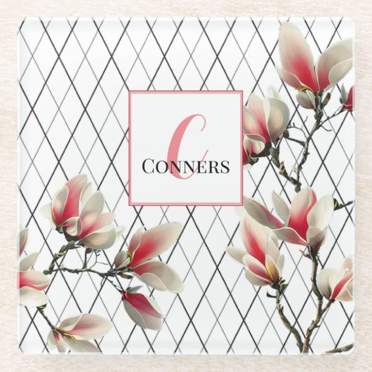 Mit Monogramm Personalisiert Square Shaping Unters Glasuntersetzer (Vorderseite)