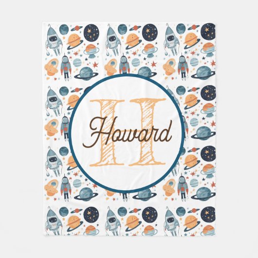 Mit Monogramm personalisierte Astronautendecke Fleecedecke (Vorderseite)
