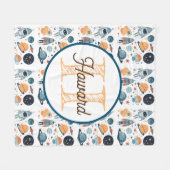 Mit Monogramm personalisierte Astronautendecke Fleecedecke (Vorderseite (Horizontal))