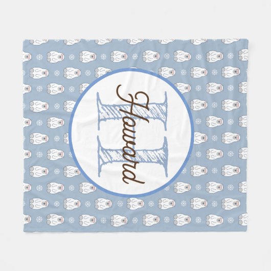 Mit Monogramm personalisierte Eisbärendecke Fleecedecke (Vorderseite (Horizontal))