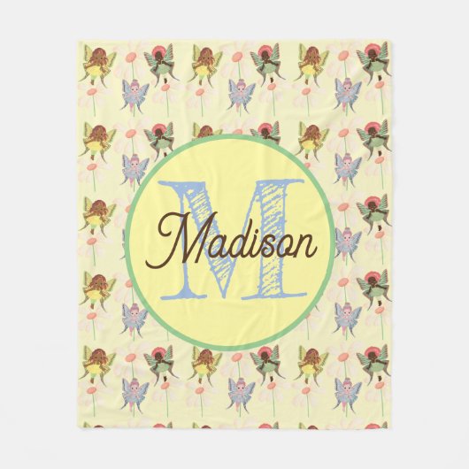 Mit Monogramm personalisierte Feendecke Fleecedecke (Vorderseite)