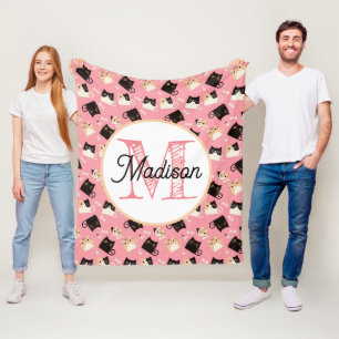 Mit Monogramm personalisierte niedliche Katzen Fle Fleecedecke