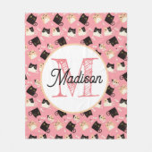 Mit Monogramm personalisierte niedliche Katzen Fle Fleecedecke (Vorderseite)