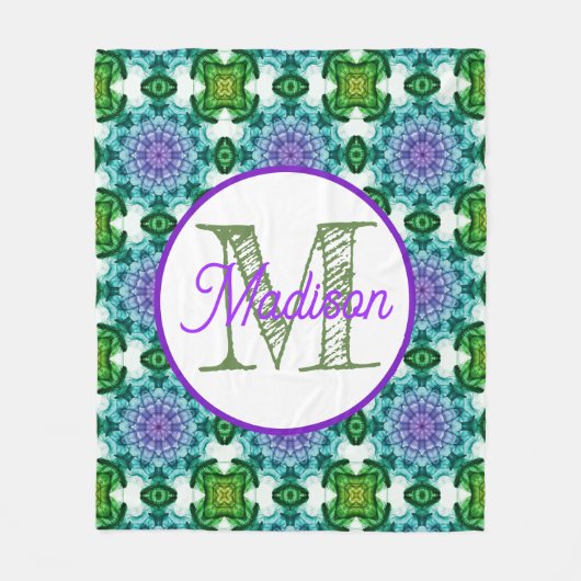 Mit Monogramm personalisierte niedliche Katzen Fle Fleecedecke (Vorderseite)