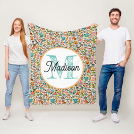 Mit Monogramm personalisierte Regenbogendecke Fleecedecke