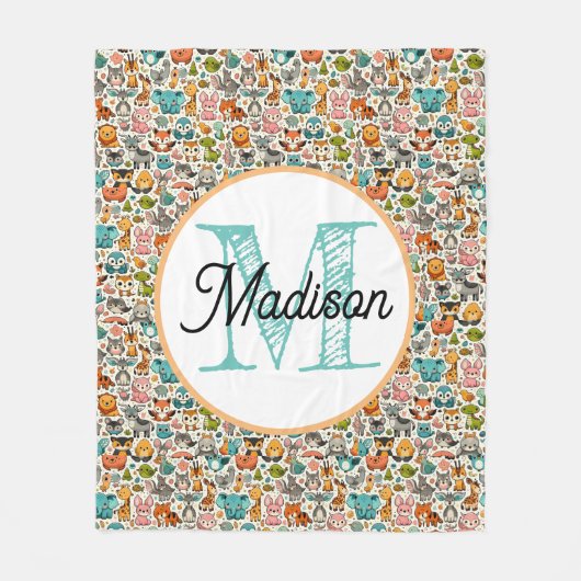 Mit Monogramm personalisierte Regenbogendecke Fleecedecke (Vorderseite)