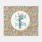 Mit Monogramm personalisierte Regenbogendecke Fleecedecke (Vorderseite (Horizontal))