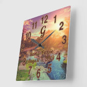 Mit Monogramm Personalisierte Uhr, rustikale Hochz Quadratische Wanduhr (Winkel)