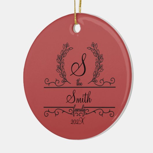 Mit Monogramm Personalisierter Familienname Keramik Ornament (Links)