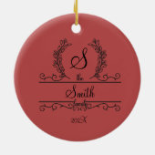 Mit Monogramm Personalisierter Familienname Keramik Ornament (Hinten)