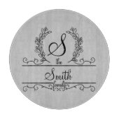 Mit Monogramm Personalisierter Familienname Schneidebrett (Vorderseite)