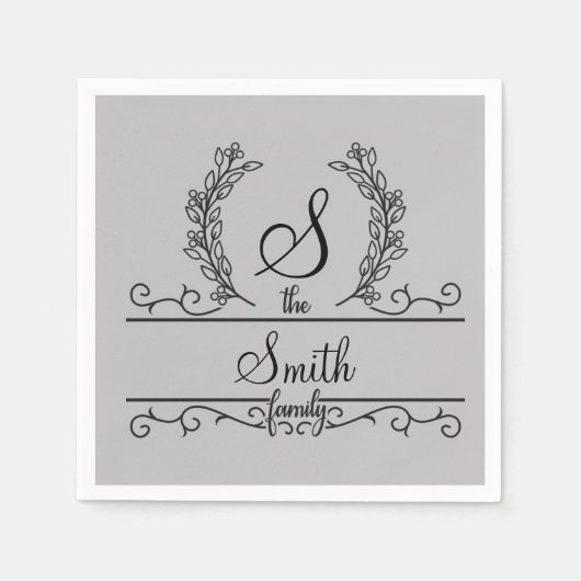 Mit Monogramm Personalisierter Familienname Serviette (Vorderseite)