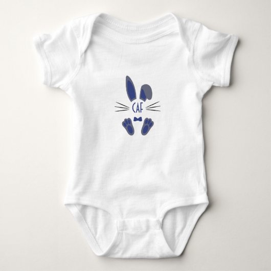 Mit Monogramm Personalisierter Osterhase am Blue Baby Strampler (Vorderseite)