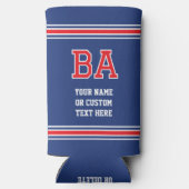 Mit Monogramm Personalisierter Text Navy Red Selters Dosenkühler (Rückseite)