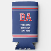 Mit Monogramm Personalisierter Text Navy Red Selters Dosenkühler (Vorderseite)