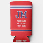 Mit Monogramm Personalisierter Text Red Navy White Selters Dosenkühler (Vorderseite)