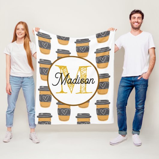 Mit Monogramm personalisierter Vlieskaffee Fleecedecke (Beispiel)