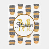 Mit Monogramm personalisierter Vlieskaffee Fleecedecke (Vorderseite)