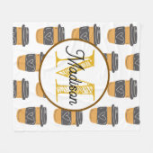 Mit Monogramm personalisierter Vlieskaffee Fleecedecke (Vorderseite (Horizontal))