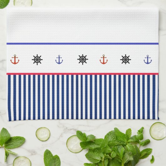 Mit Monogramm Personalisiertes Beach House Handtuc Küchentuch (Gefaltet)