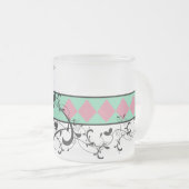 Mit Monogramm personalisiertes extravagantes Mattglastasse (VorderseiteRechts)