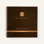 Mit Monogramm personalisiertes Gold Notizblock (Vorderseite)