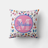 Mit Monogramm personalisiertes Schmetterlingskisse Kissen (Rückseite)