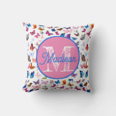 Mit Monogramm personalisiertes Schmetterlingskisse Kissen (Vorderseite)