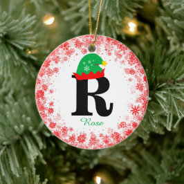 Mit Monogramm Personalisierung mit dem Namen Red S Keramik Ornament