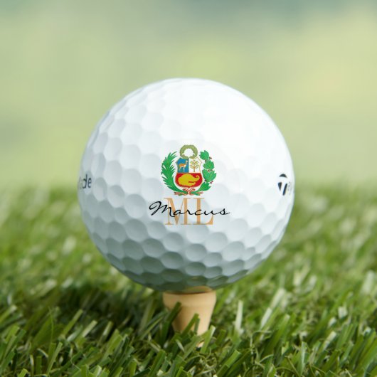 Mit Monogramm peruanischer Flaggenball, Peru-Golfb Golfball (Insitu T-Shirt)