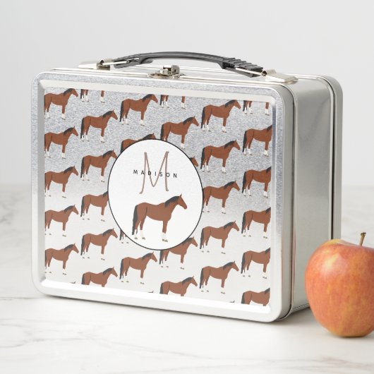 Mit Monogramm Pferdeschule Metall Brotdose (Beispiel)