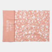 Mit Monogramm Pfirsich und Weiße Blüten Geschirrtuch (Horizontal)