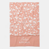 Mit Monogramm Pfirsich und Weiße Blüten Geschirrtuch (Vertikal)