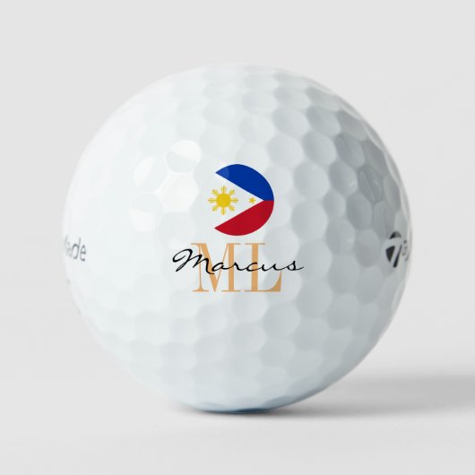 Mit Monogramm philippinische Flagge & Philippinen Golfball (Vorderseite)