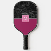 Mit Monogramm Pickleball-Paddel aus schwarzem Marm Pickleball Schläger (Vorderseite)