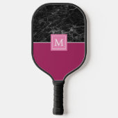 Mit Monogramm Pickleball-Paddel aus schwarzem Marm Pickleball Schläger (Rückseite)