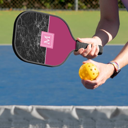 Mit Monogramm Pickleball-Paddel aus schwarzem Marm Pickleball Schläger (InSitu)
