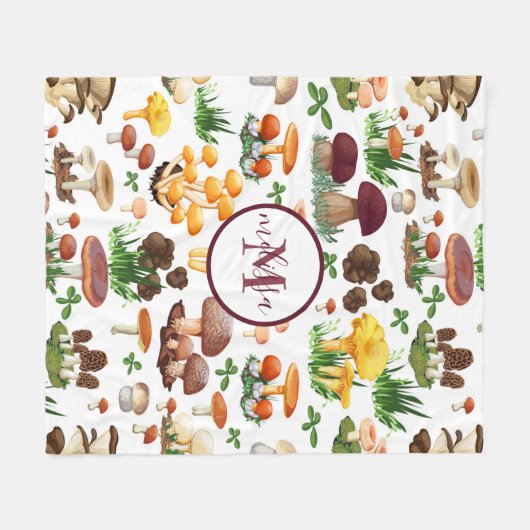 Mit Monogramm Pilze Fleecedecke (Vorderseite (Horizontal))