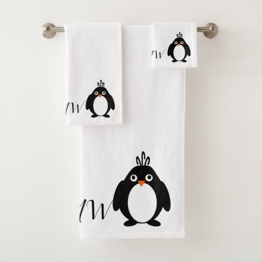 Mit Monogramm Pinguin-Design Badhandtuch Set (Insitu)