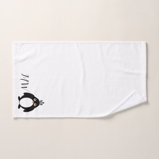 Mit Monogramm Pinguin-Design Badhandtuch Set (Handtuch)