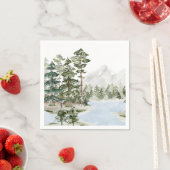 Mit Monogramm Pinienwald und See Serviette (Beispiel)