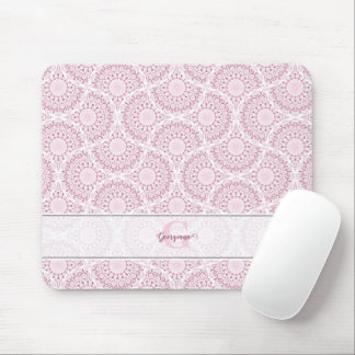 Mit Monogramm Pink Art Deco Confetti Lace Mandala Mousepad