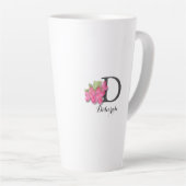 Mit Monogramm Pink Azalea Latte Tasse (Rechte Ecke)