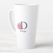 Mit Monogramm Pink Azalea Latte Tasse (Linke Ecke)