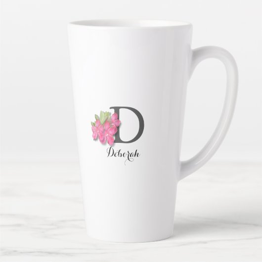 Mit Monogramm Pink Azalea Latte Tasse (Rechts)