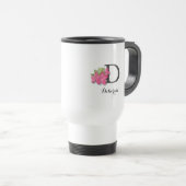 Mit Monogramm Pink Azalea Travel Mug Reisebecher (VorderseiteRechts)