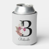 Mit Monogramm Pink Boho Floral Initial B Dosenkühler (Kanne Vorderseite)