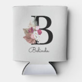 Mit Monogramm Pink Boho Floral Initial B Dosenkühler (Vorderseite)