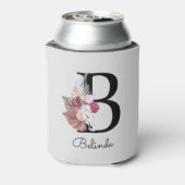 Mit Monogramm Pink Boho Floral Initial B Dosenkühler (Kanne Rückseite)